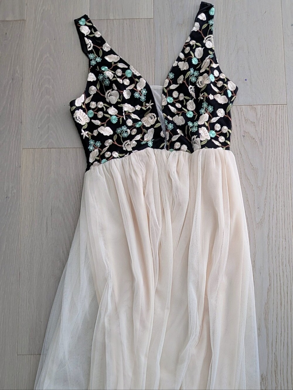 Black And Cream Embroidered Dress